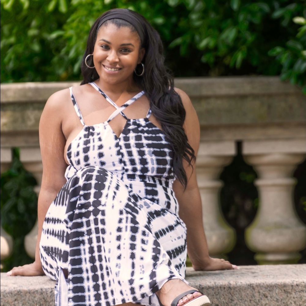 rotitaofficial TIE DYE PRINT HALTER CROSS drESS